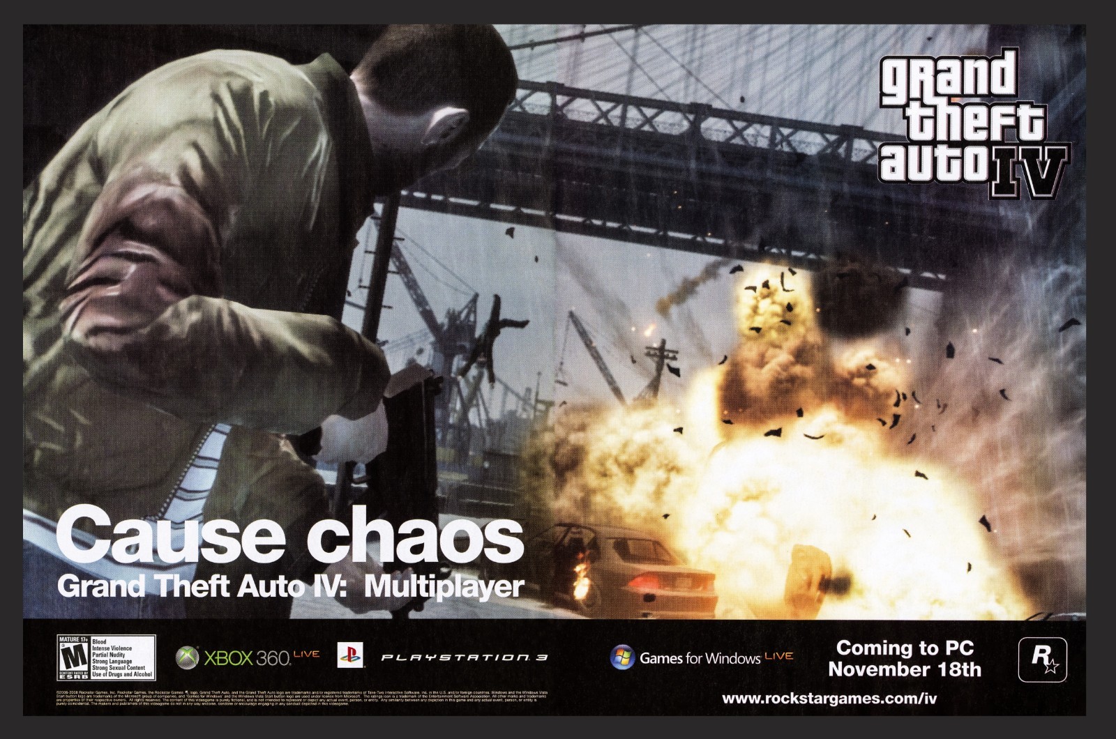 Grand Theft Auto IV 4 Playstation 3 PS3 Xbox 360 PC 13&Prime; X 19&Prime; Art Print Poster
