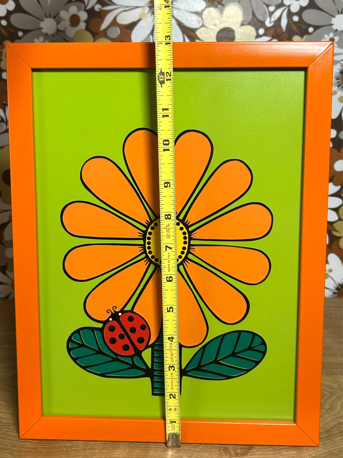 Vintage Inspired Groovy Daisy Hanging Memo Magnet Board 70s Orange Green READ