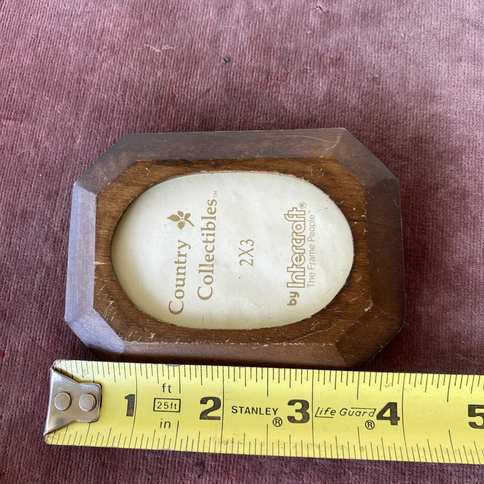 Small Vintage Mid Century Arched Wood Picture frames Holds 2 x 3 Glass Lot 2