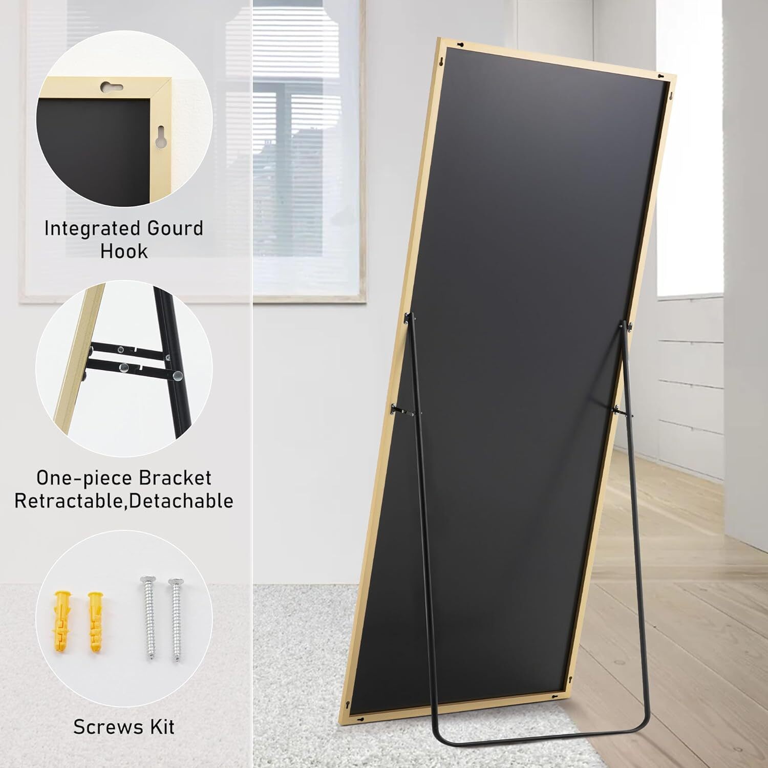 Full-length Mirror Floor Mirror Large Wall Bedroom Mirror Stand Alloy Thin Frame