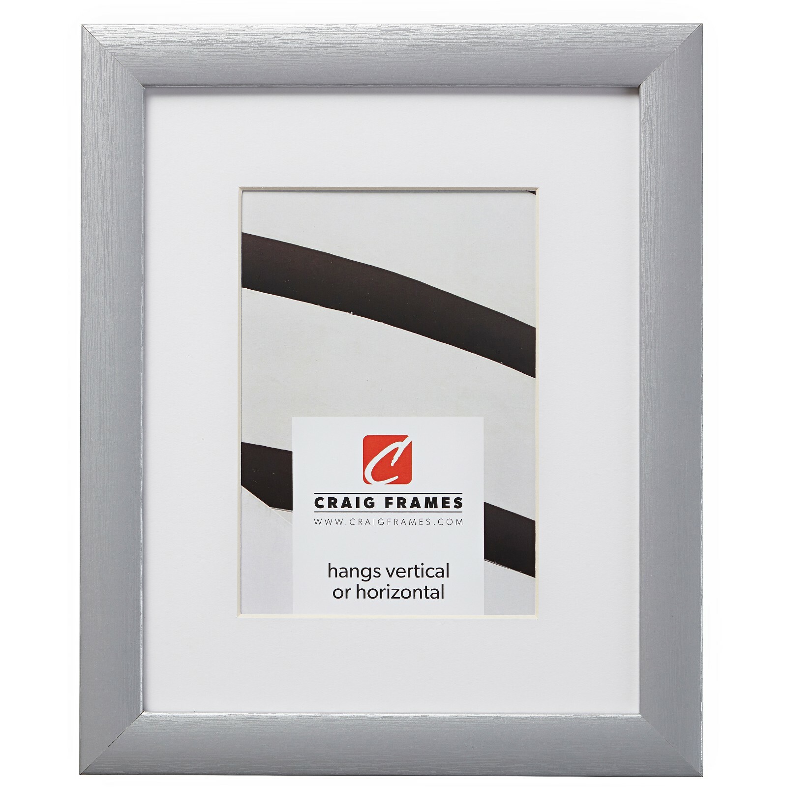 Craig Frames Contemporary 1&Prime;, Brushed Silver Picture Frame With a Single Mat