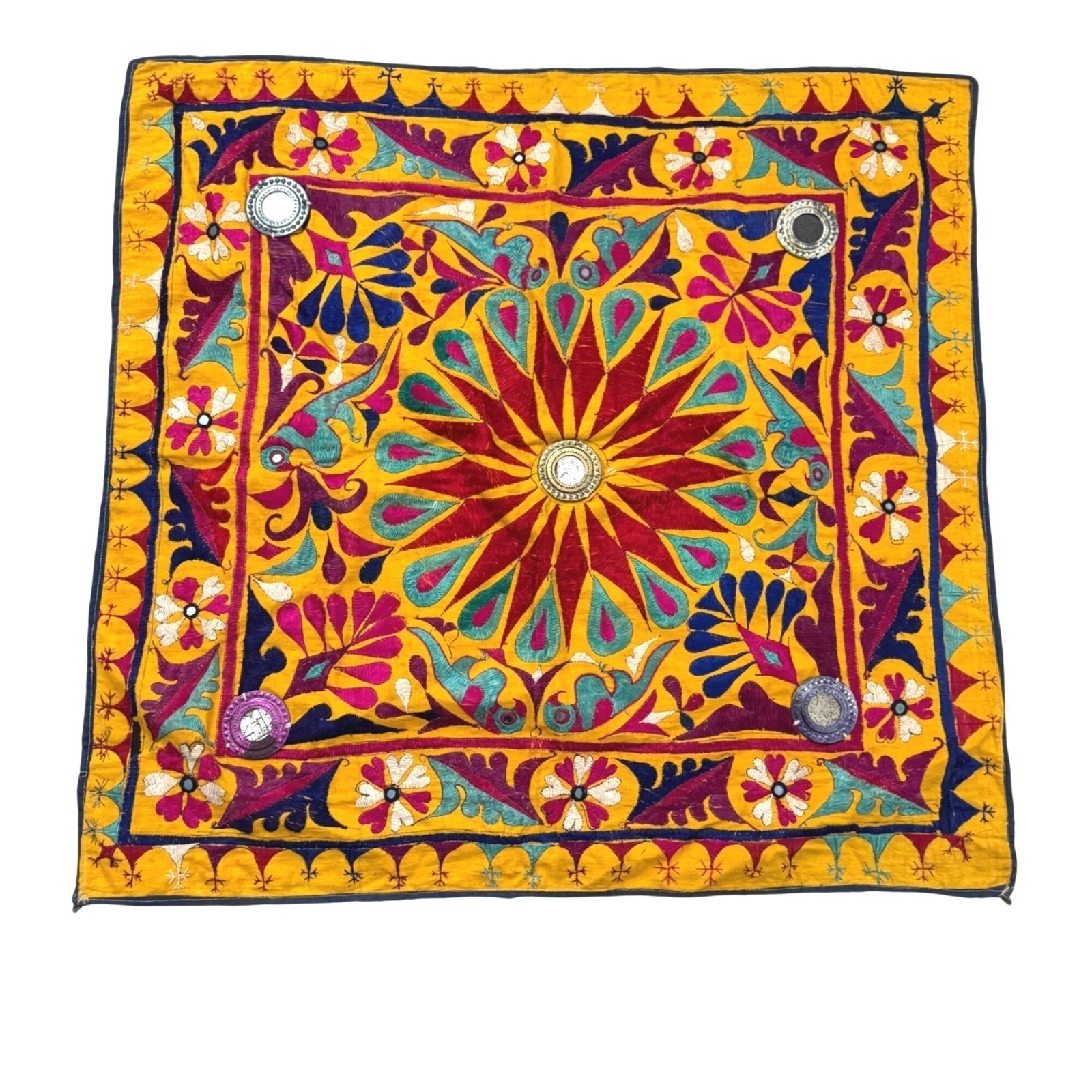 Hand Embroidered Wall Hanging Tapestry Embellished Textile Vintage Indian Ethnic
