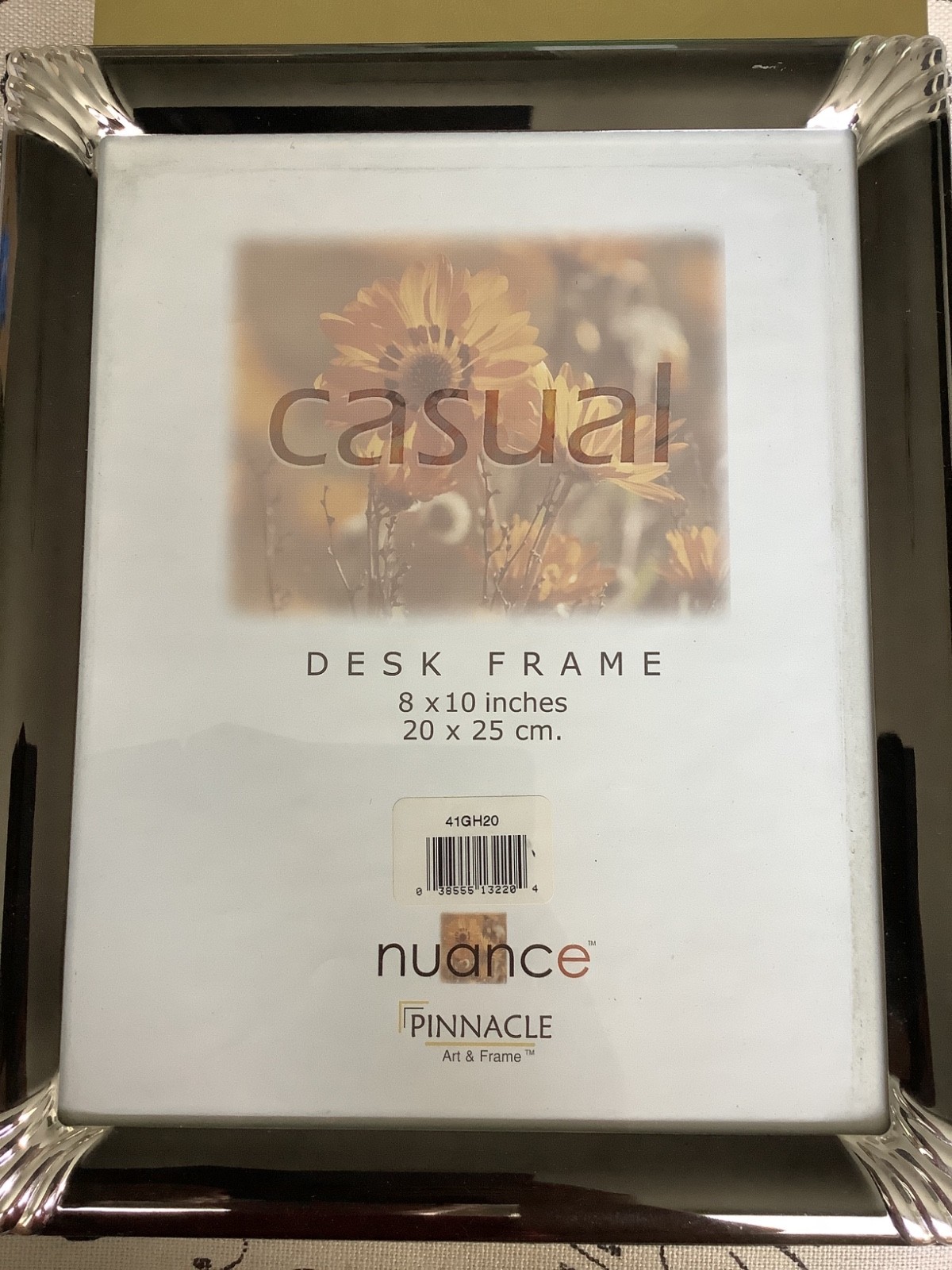 NIP NUANCE PINNACLE Casual Desk Black and Silver Metal Frame – Holds 8×10 Photo