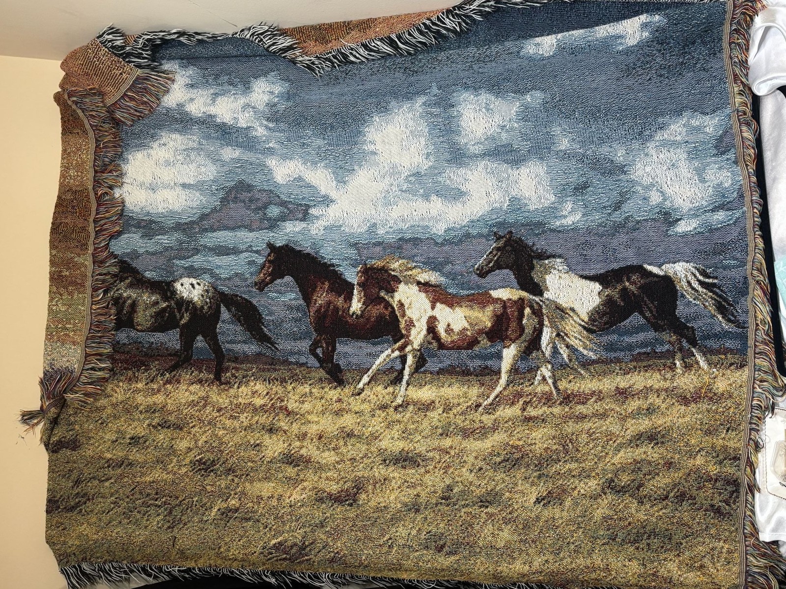 Horses, “running With the Wild”, Vintage Throw Blanket or Wall Hanging – ,