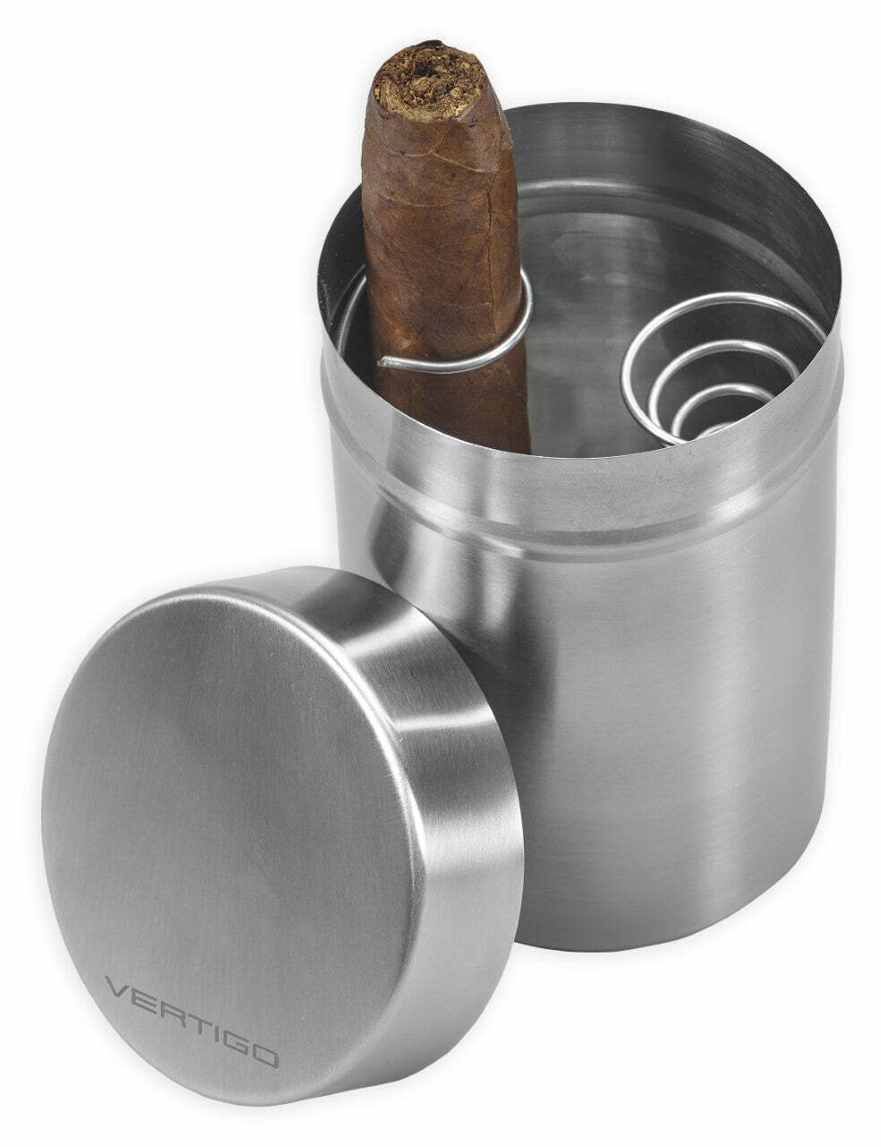 Vertigo Ashtray Cigar Can Stainless Steel Construction, Fits Into Most Cup Holde