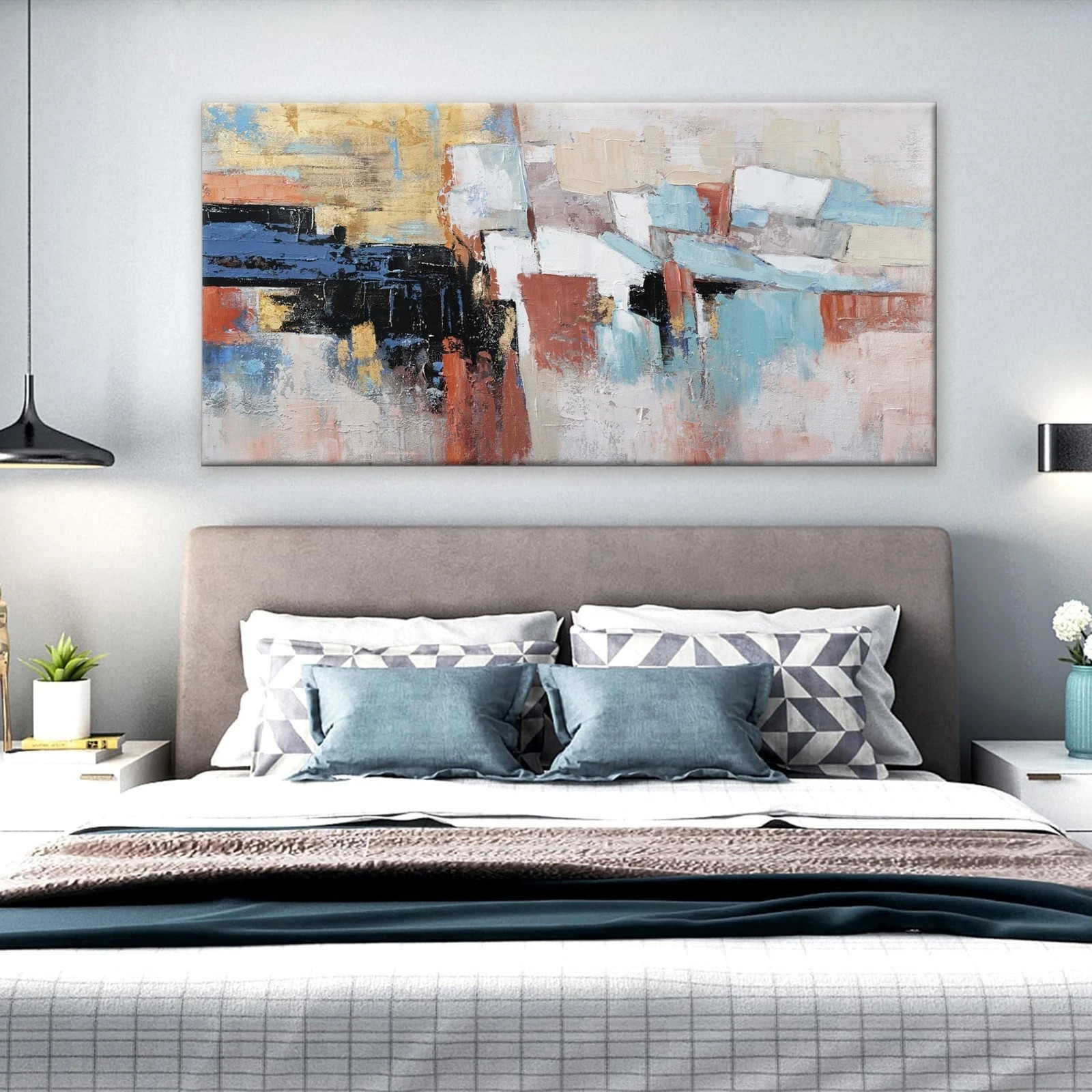 Canvas Wall Art Decor Large Canvas Wall Art For Living Room Abstract Art Blue…