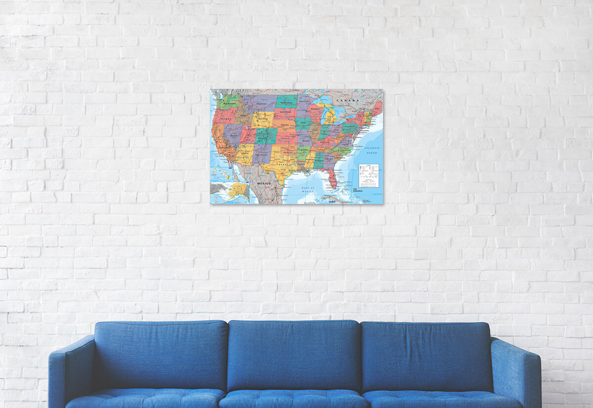 Map Of The United States Of America – Poster / Print (Usa Map) (Size: 36&Prime; X 24&Prime;)