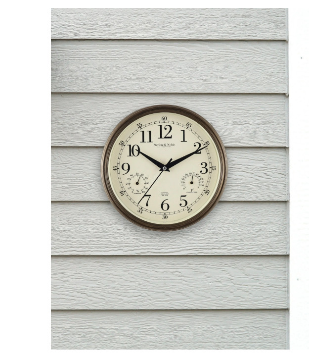 Mainstays 8.75&Prime; Indoor/Outdoor Antique Bronze Round Arabic Analog Wall Clock