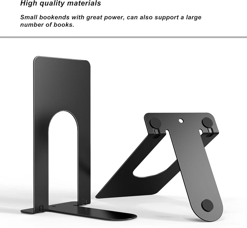 6 Pcs Heavy Duty Metal Bookends for Shelves Book Stoppers for Library Home Offic