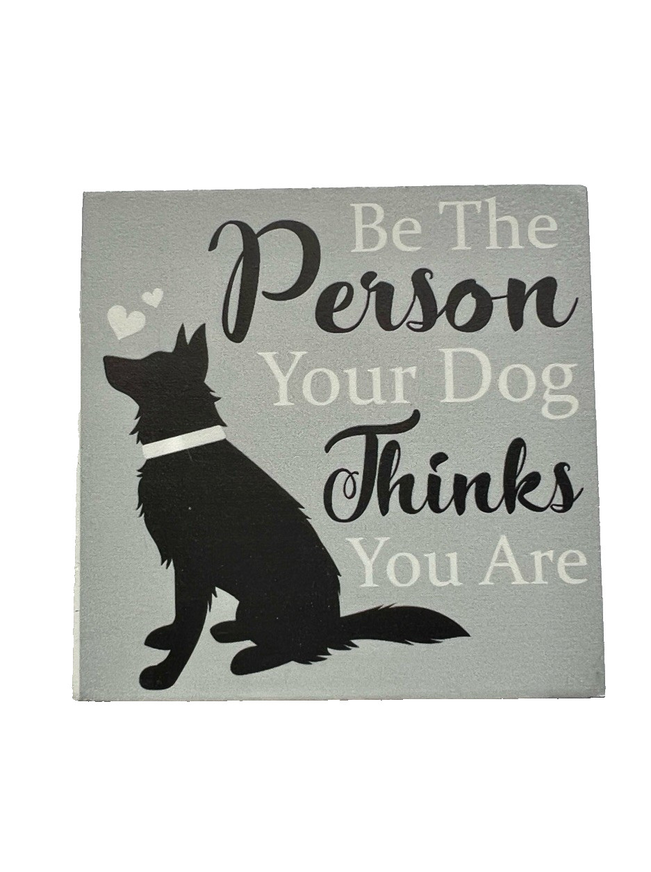 Pet Dog Wood Sign Shelf Desk Home Decor Plaque Gray