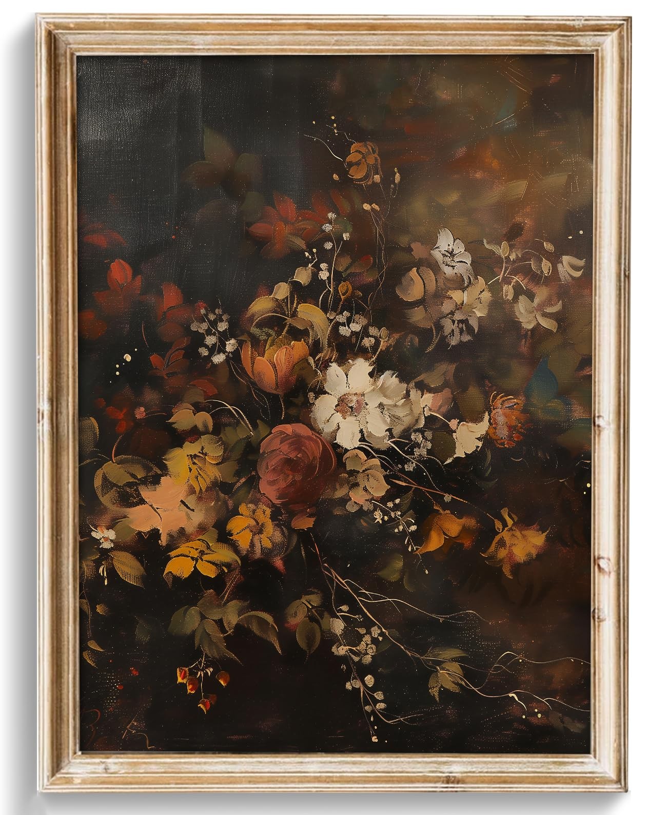uniro Vintage Floral Wall Art Print, Moody Dark Autumn 10&Prime;L x 8&Prime;W,