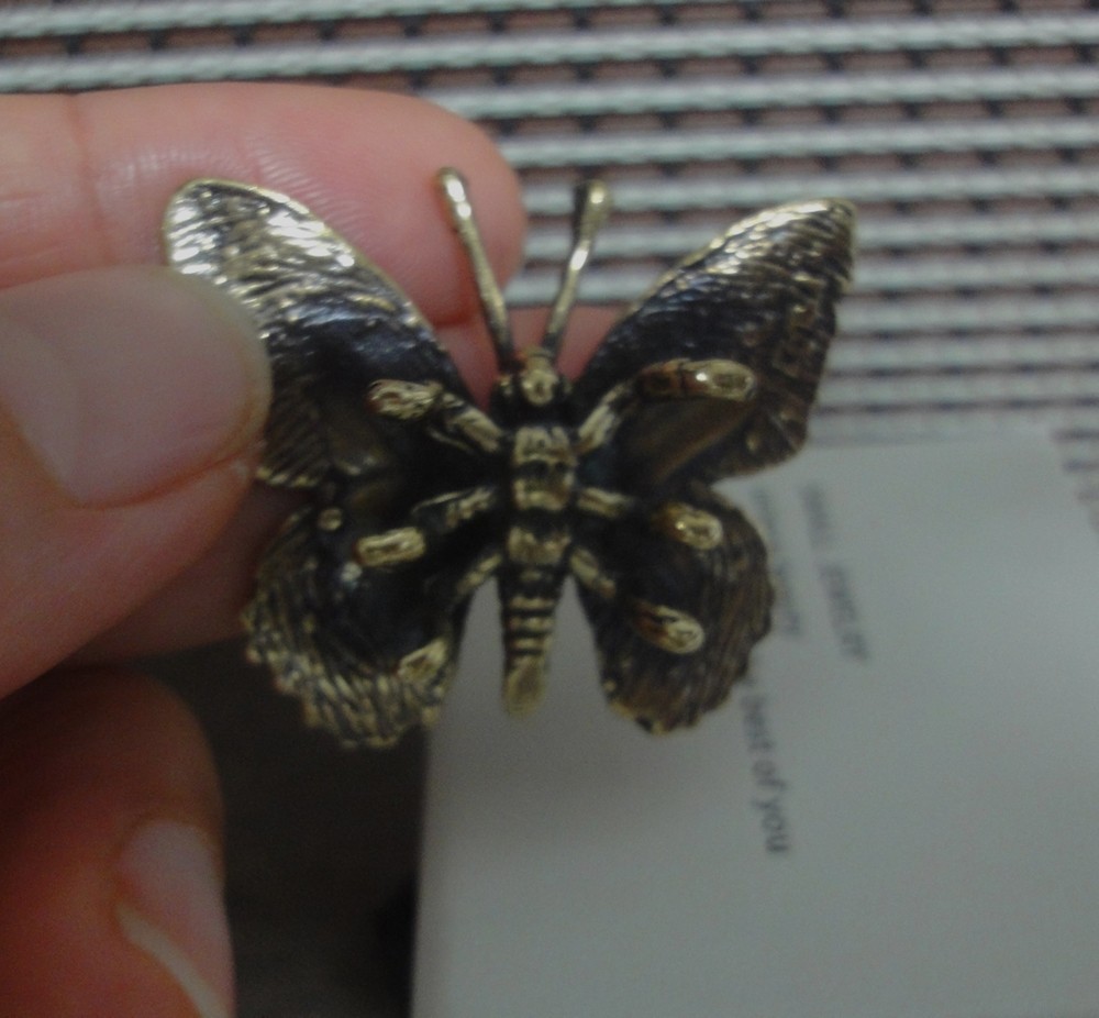 Solid Brass Butterfly Figurine Vintage Style Bronze Color Statue Home Decor