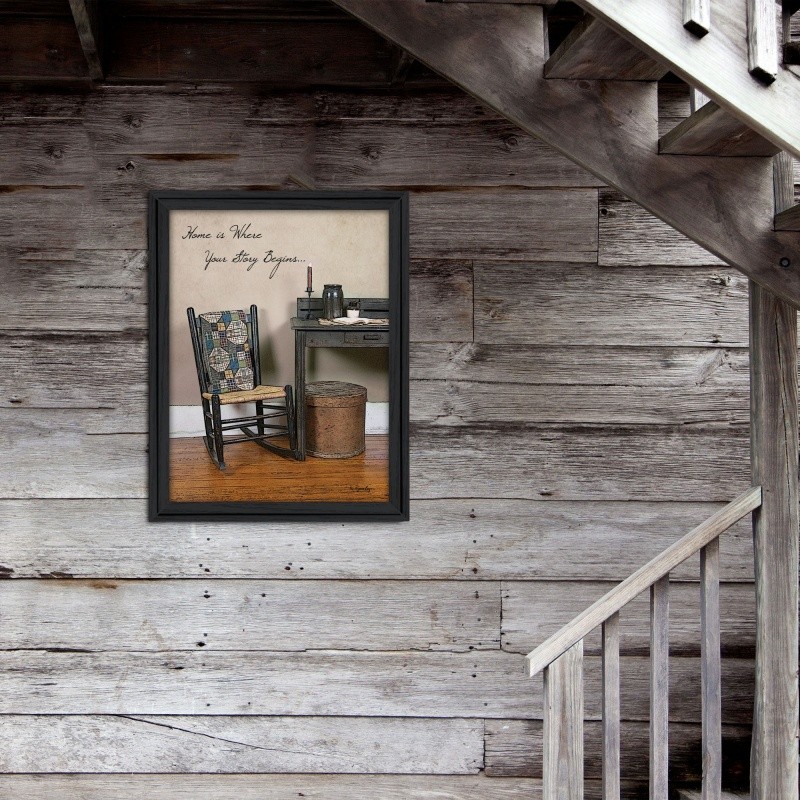 « Home Story » Printed Wall Art Ready To Hang Framed Poster Black Frame 15×19&Prime;