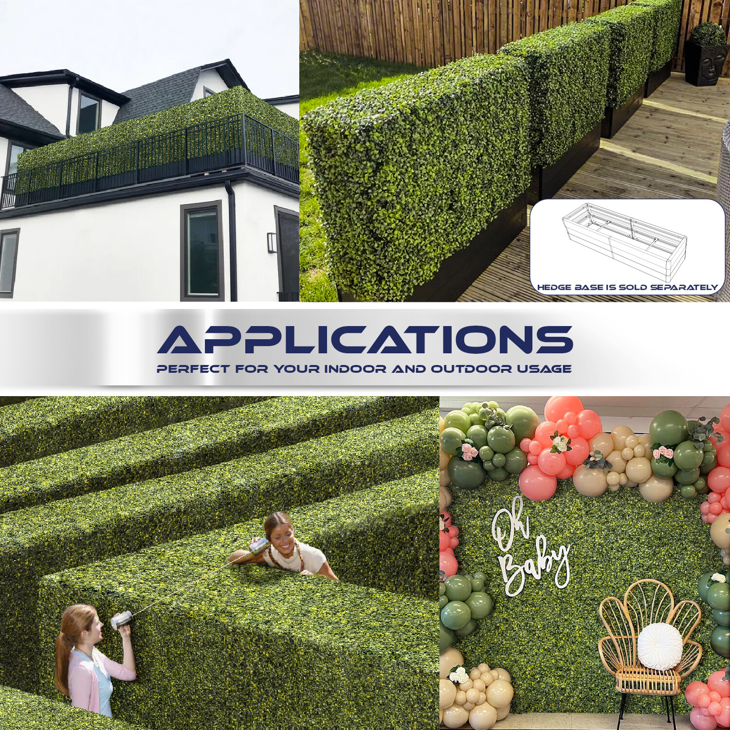 Artificial Boxwood Hedge Wall Greenery Fake Grass Outdoor Partition Wall Decor