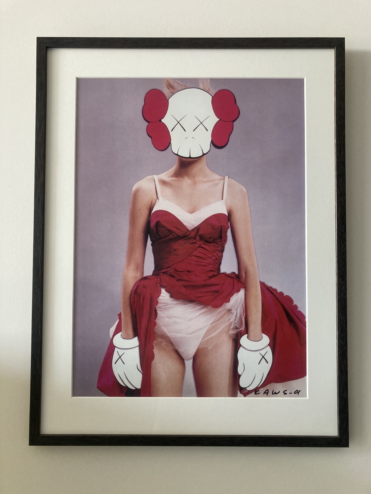 KAWS UNTITLED (2001) Limited SIGNED Poster Framed – L: 63cm, W: 48cm, D: 2cm
