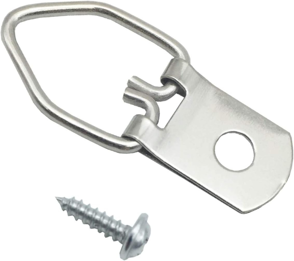 100 Pack Small D-Ring Steel Picture Hangers with Screws Picture Frames Picture H