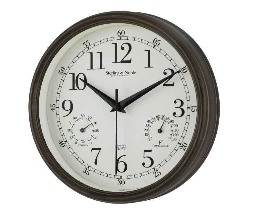 Mainstays 8.75&Prime; Indoor/Outdoor Antique Bronze Round Arabic Analog Wall Clock