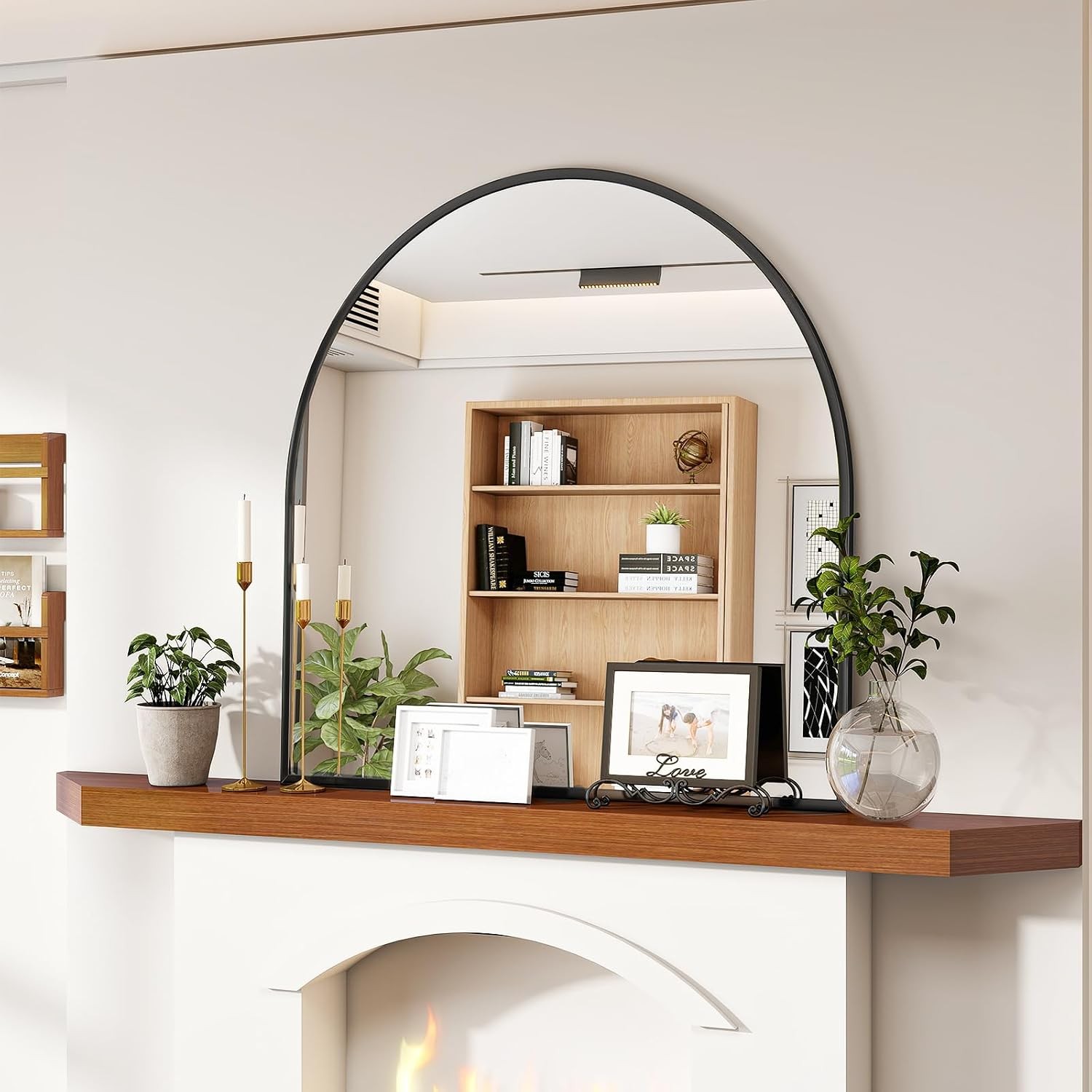 Wide Arched Wall Mirror, 31 x 32 inch Arch Bathroom Mirror, Wall Mounted Vanity