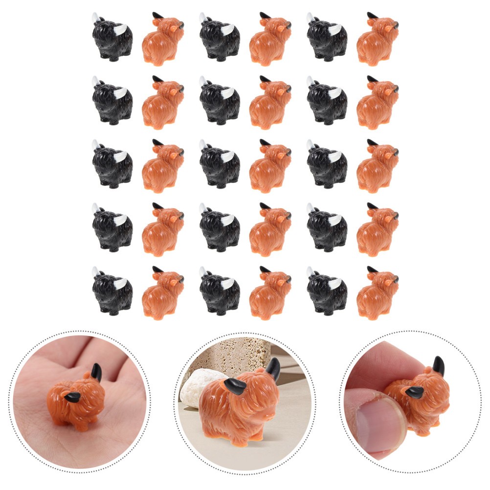 30Pcs Miniature Resin Cow Figures Bulk for Office Garden Tabletop Decoration