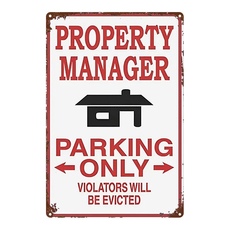 Metal Sign Red Warning Parking 8×12 Inches Iron Plate