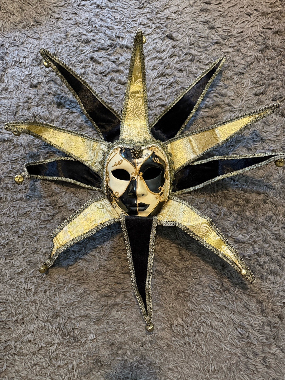 Venetian Style Gold and Black Sunburst Decorative Wall Mask