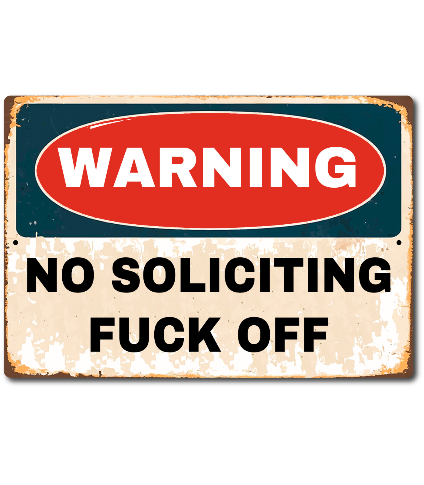 WARNING No Soliciting Sign No Exceptions FUCK-OFF! Front Door Home Tin Sign