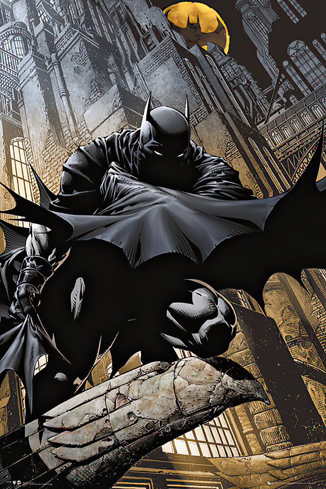 Batman – DC Comics Poster (Stalker / Crouching On Gargoyle) (Size: 24&Prime; X 36&Prime;)
