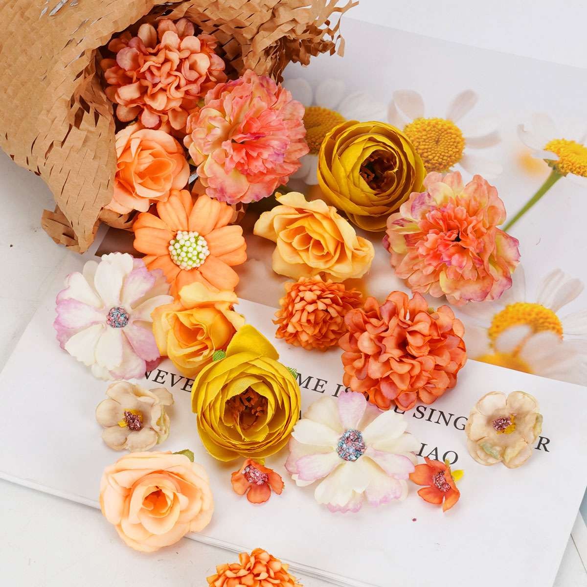 20 Pieces Faux Flowers for Crafts Artificial Small Flower Heads Plastic Flowers