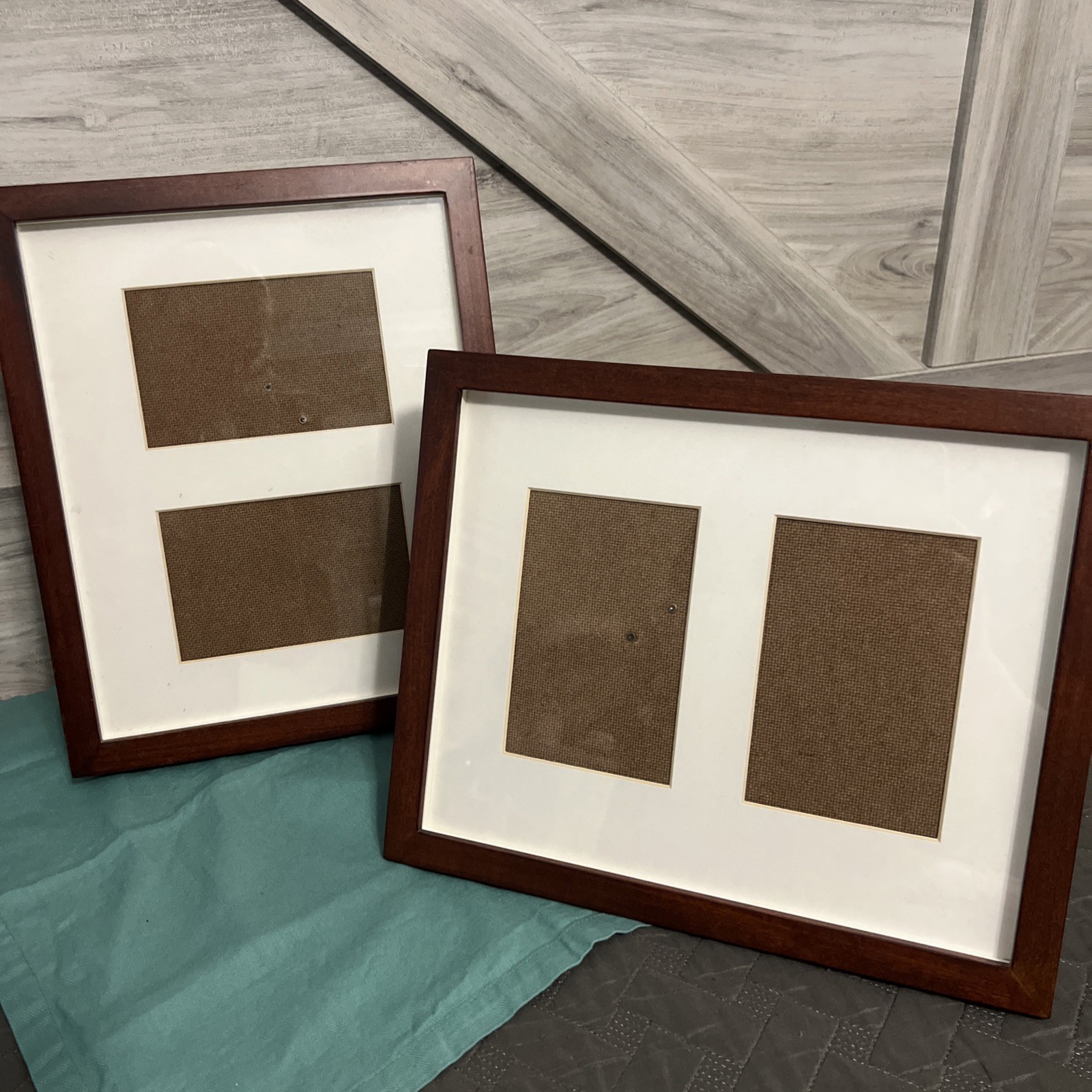 Set Of 2 Pottery Barn Wood Gallery Frame Two 5.5×3.5” Pictures Espresso 13×10.5”