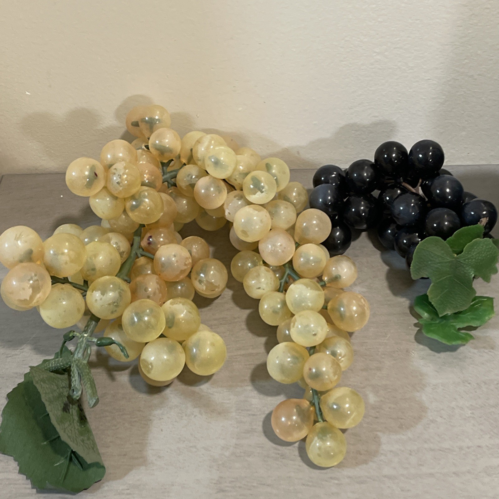 2 In Lot Ivory Pearl Lucite Acrylic/ Black Grapes ReTrO Mid-Century Modern