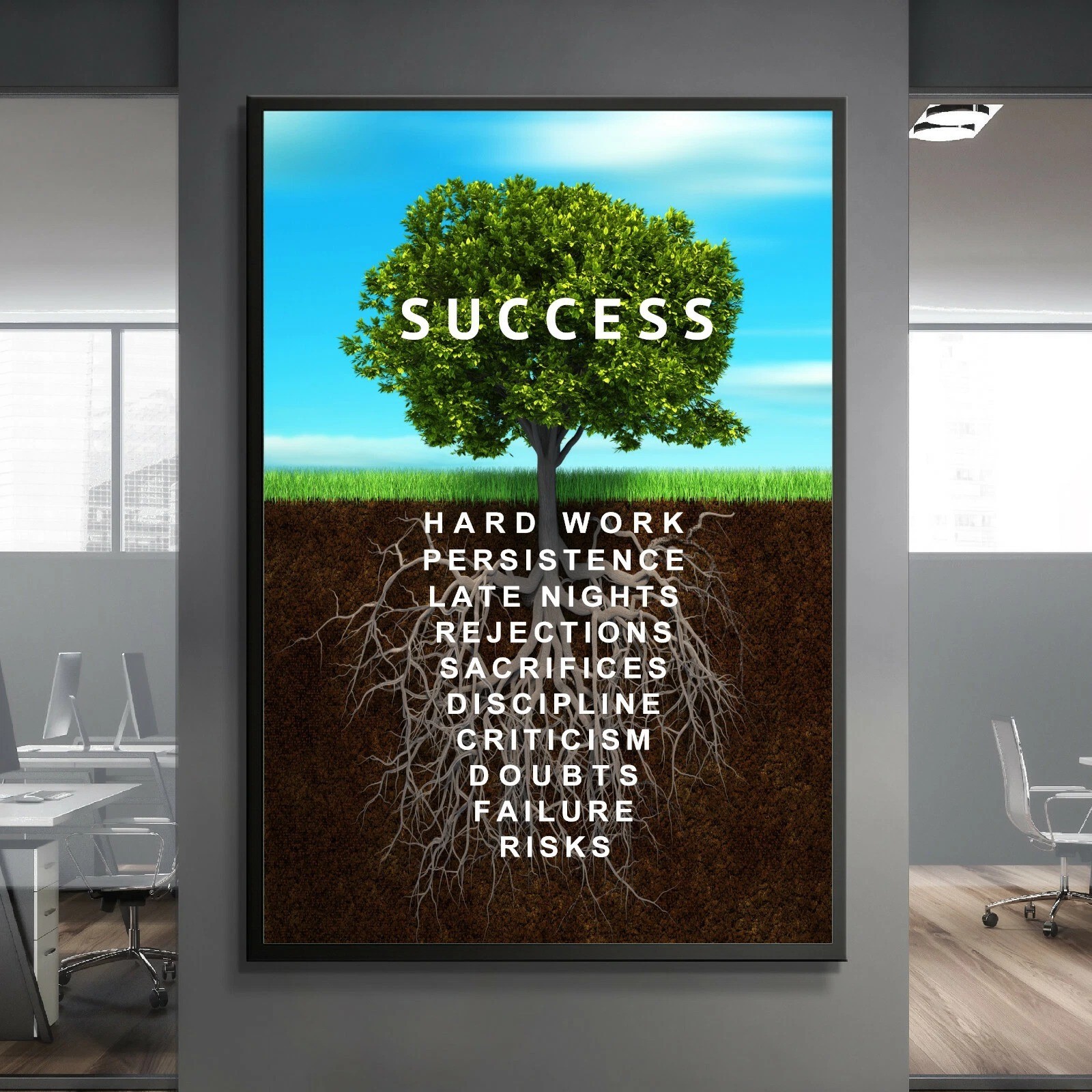 SUCCESS TREE MOTIVATION QUOTE INSPIRATIONAL PRINT HOME WALL POSTER
