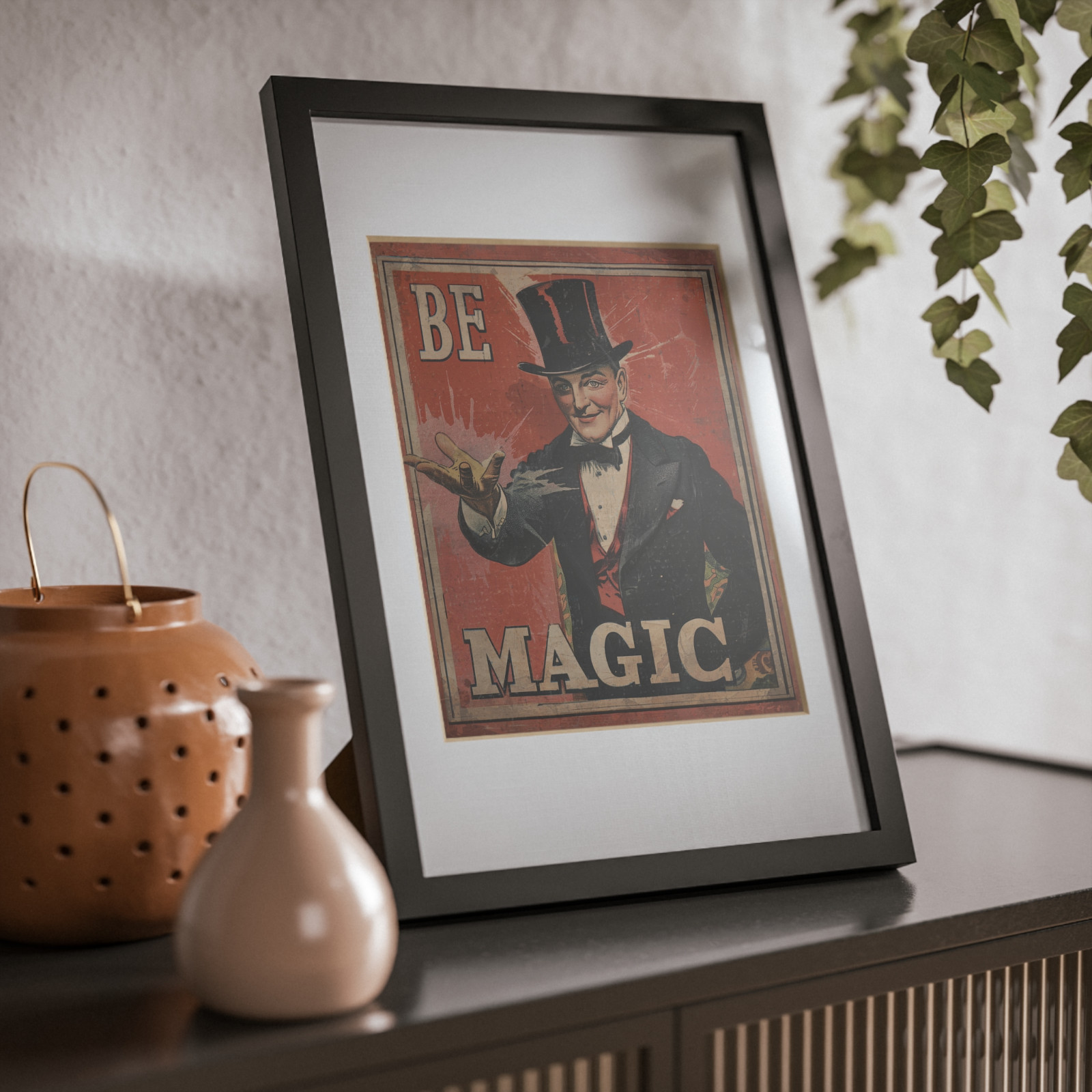 Vintage MAGICIAN Wall Art, BE MAGIC Illusionist Decor, Slight Of Hand Poster