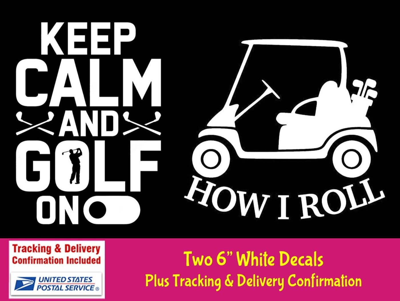 Golf 2 Pack 6&Prime; White Vinyl Decals Car Windows Laptop Tablet Mailbox Bin Notebook