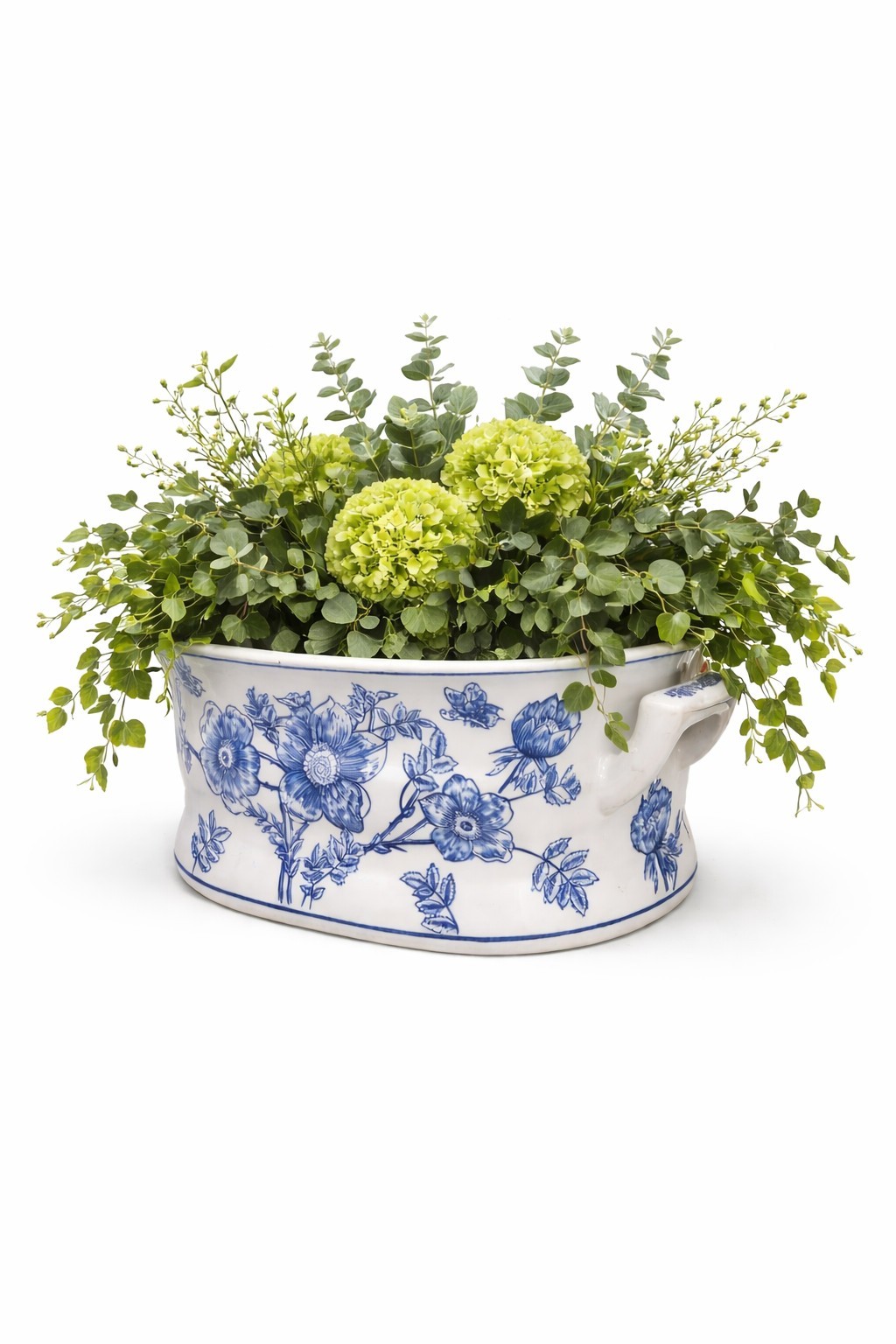 Chinoiserie Blue white Foot Bath Orchid Planter 18&Prime; 10&Prime; 8.5&Prime; G Millennial Jumbo