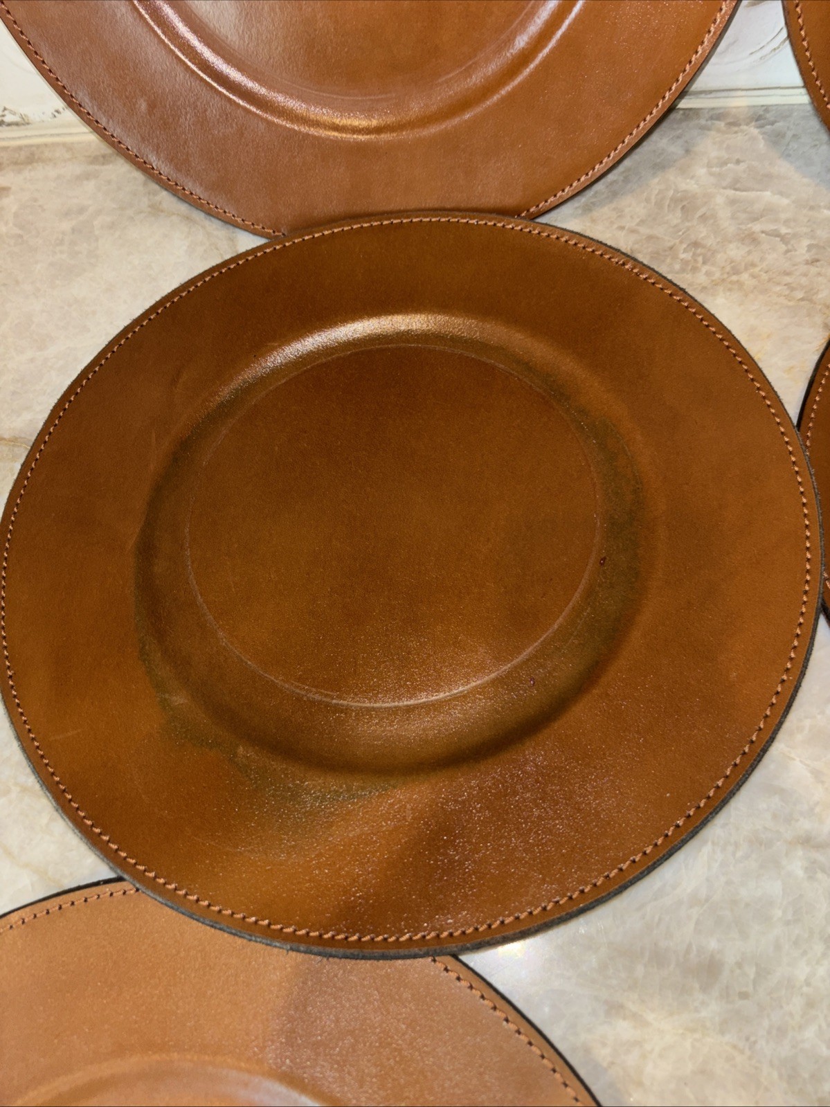 Genuine Cowhide Saddle Plate Charger Leather TC Co Set Of 6 $120