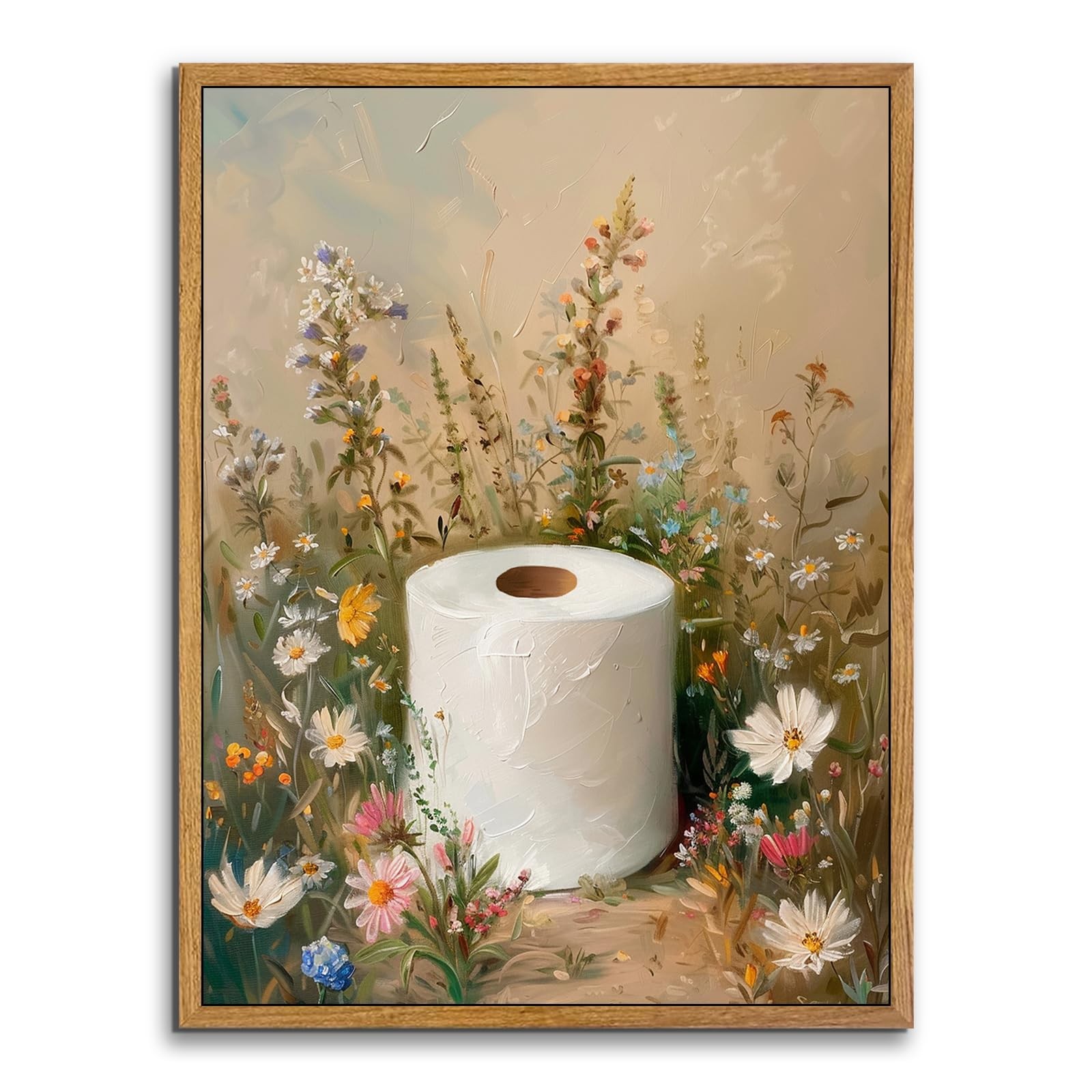 AtterrirArt Framed Bathroom Funny Wall Art, 16&Prime;L x 12&Prime;W, Toilet Paper Flowers