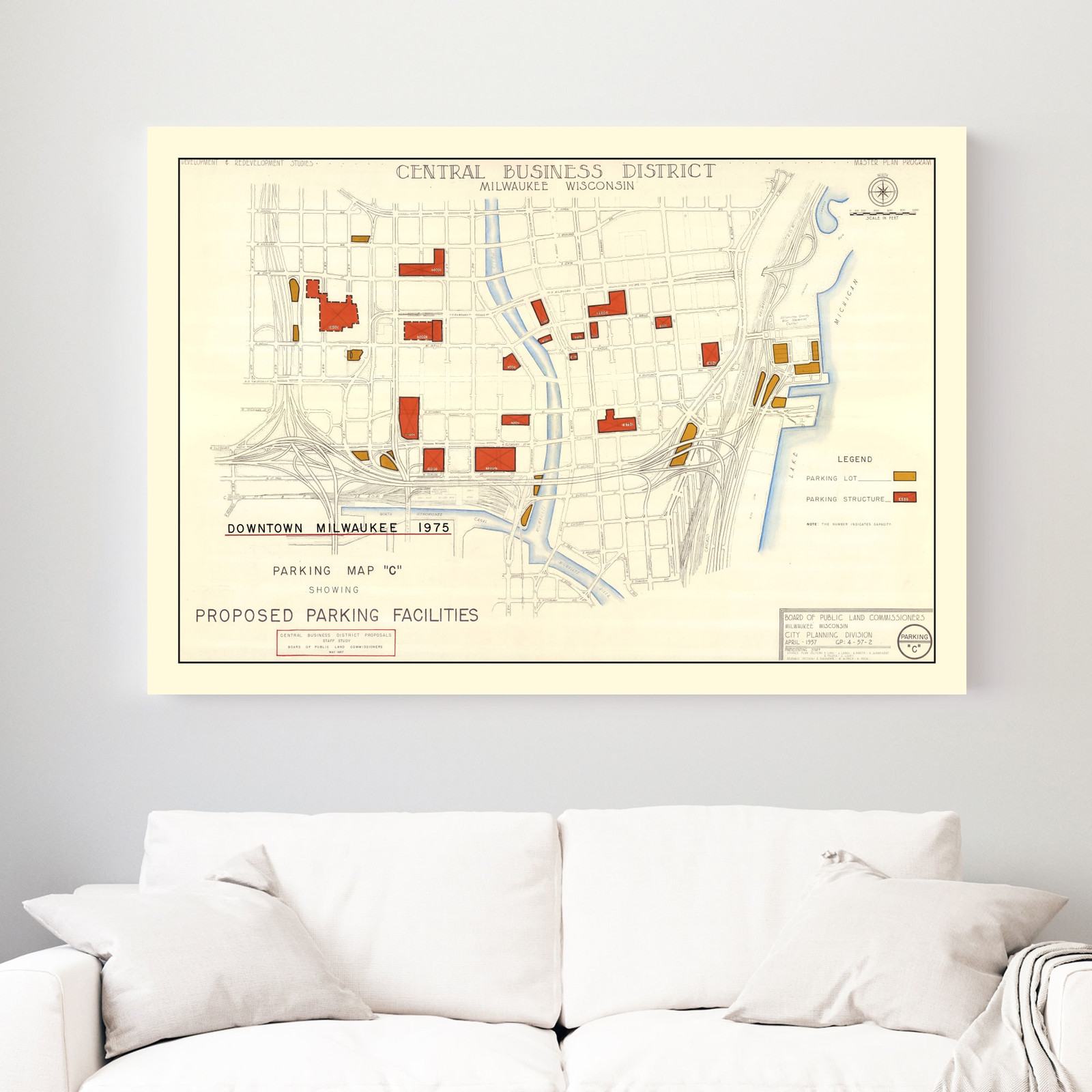 Old Map of Milwaukee, WI 1957 – Vintage Milwaukee Wisconsin