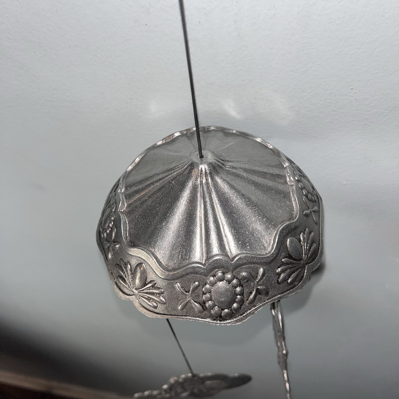 90s Carson Pewter Canopy Harlequin Hearts Love Jester Clown Wind Chime EUC