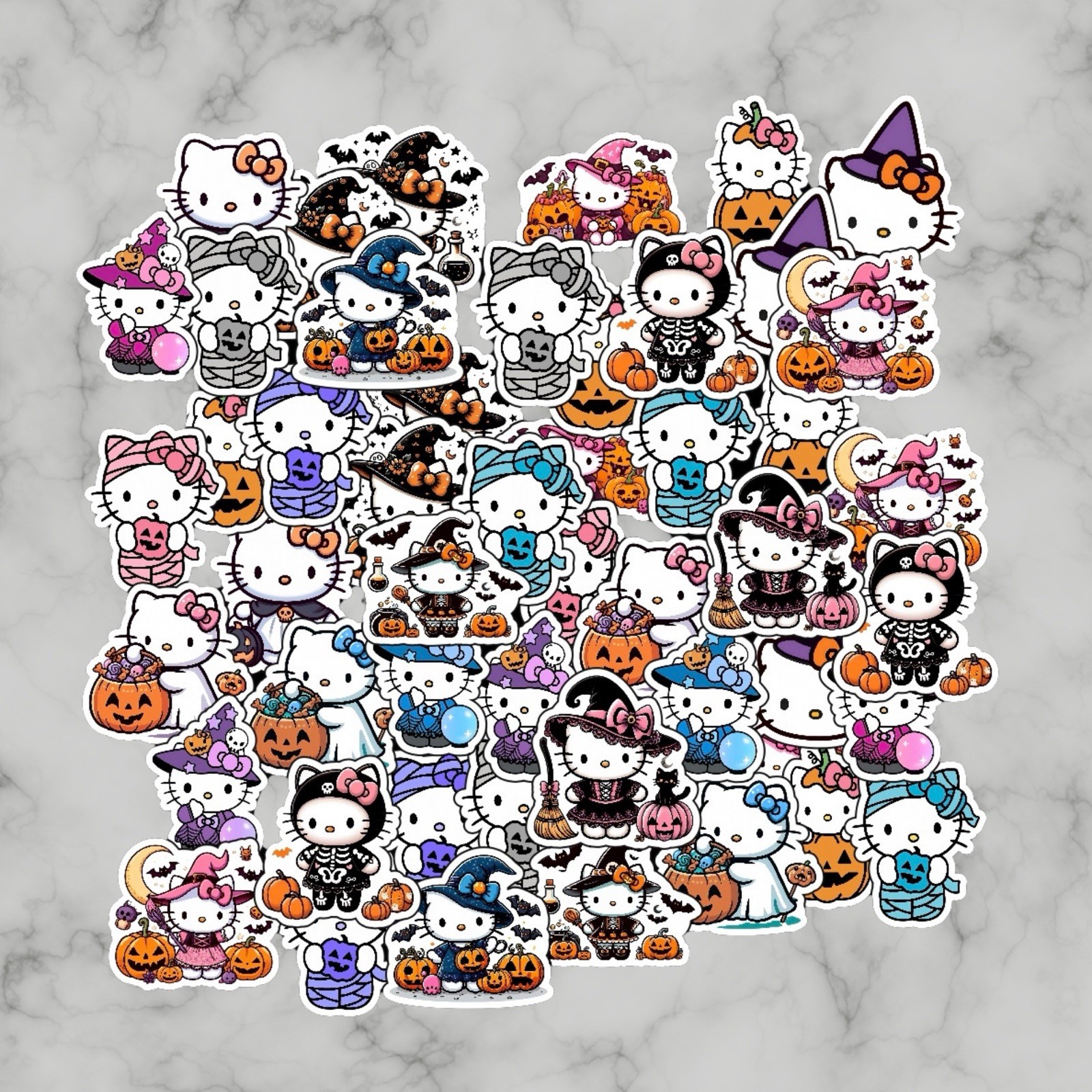 Kitty cat, Halloween Hello Adorable Glossy Vinyl sticker, Decal 20/30/40/50
