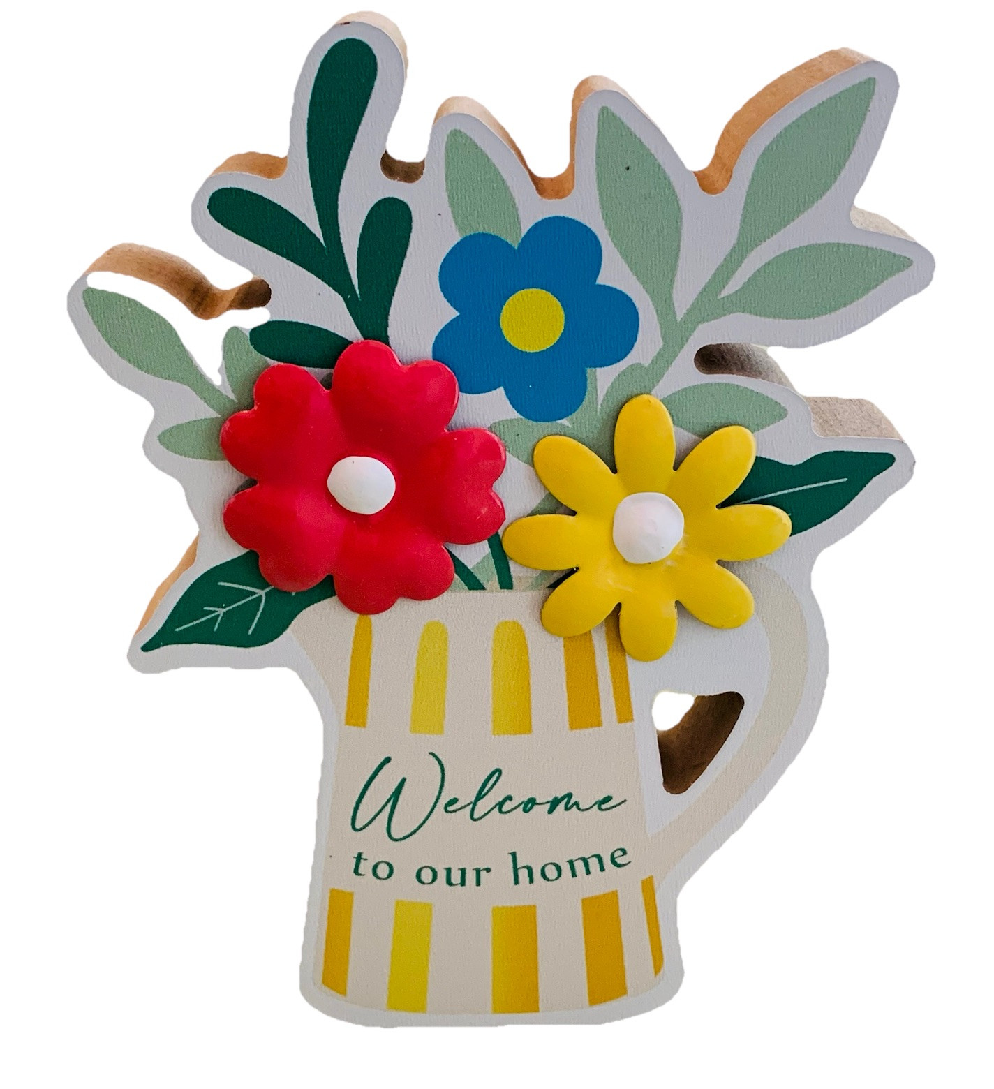 Welcome To Our Home Flower Sign MDF Metal TableTierTray Summer Spring Floral NEW