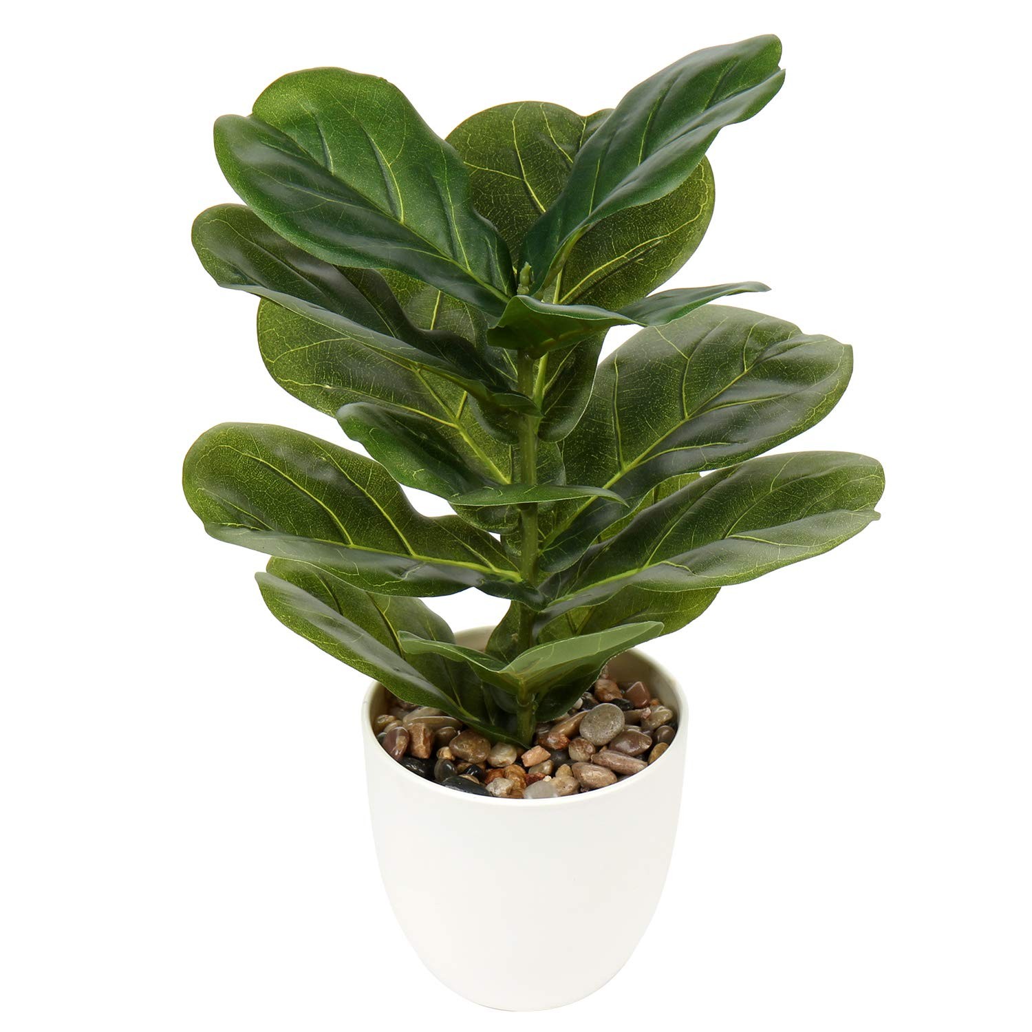 Realistic Artificial Fiddle Leaf Fig Ficus Potted Fake Plant 18 Inch