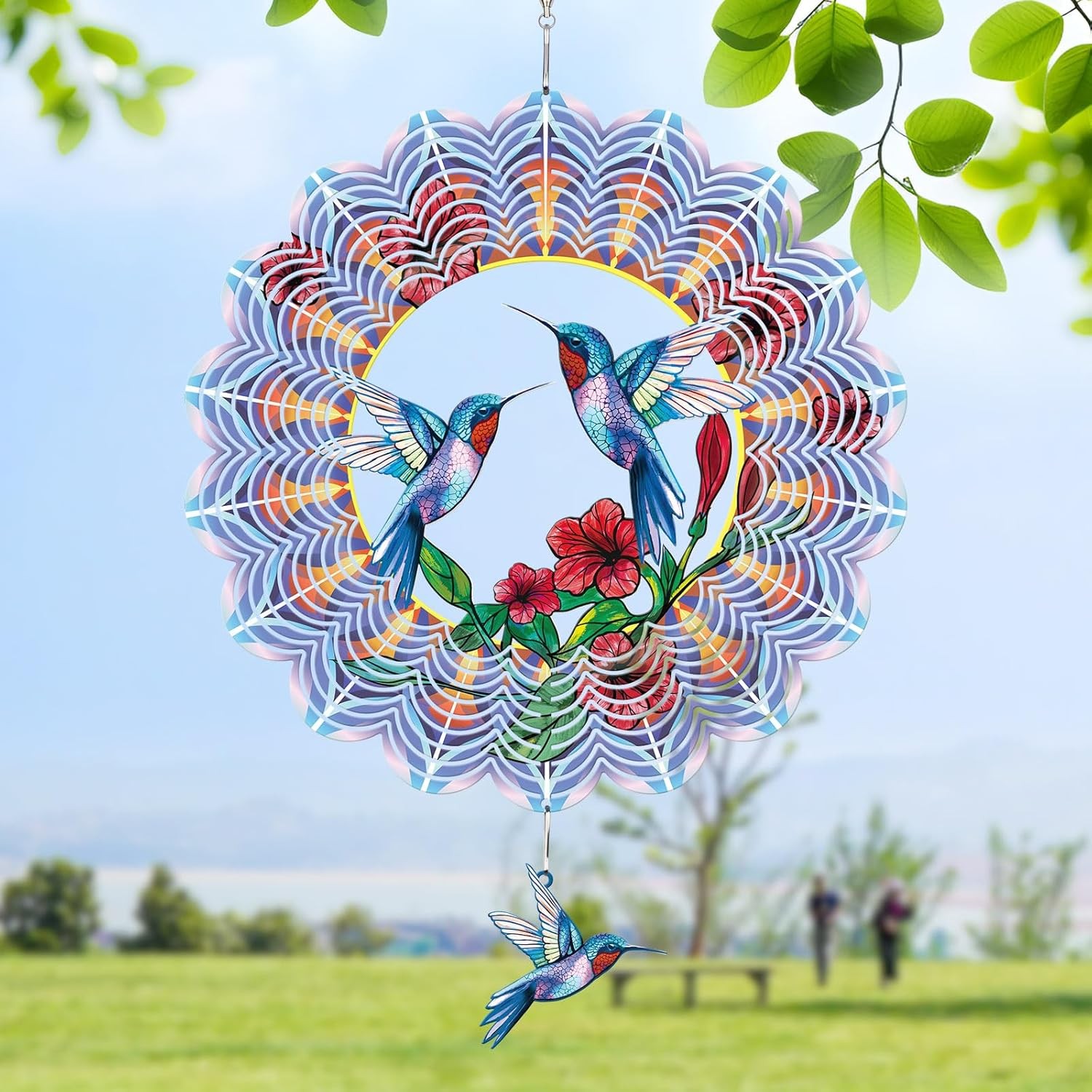 Hummingbird Wind Spinner Gifts for Women Metal Hanging Wind Spinner Metal Bird