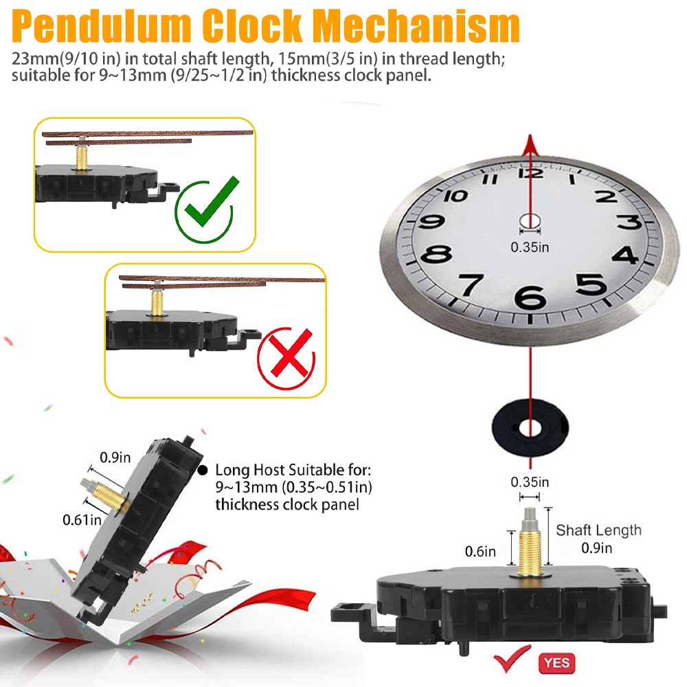 2Sets Quartz Wall Clock Pendulum Swing Movements Mechanism DIY Kits Repair Parts