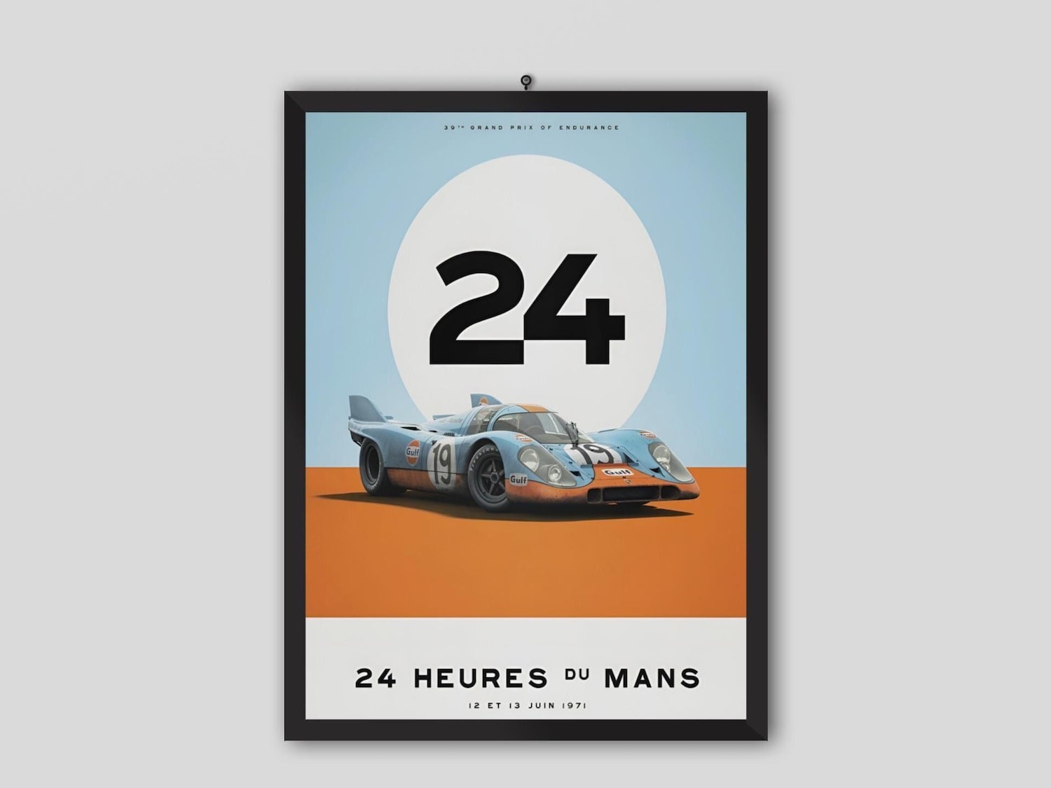 Gulf Porsche 917 Poster, 1971 Le Mans Vintage Car Wall Art