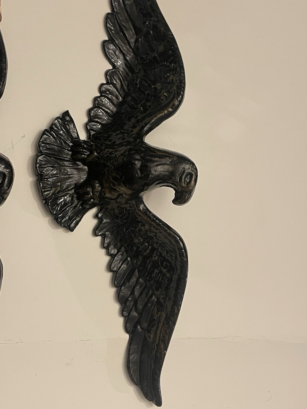 VINTAGE EAGLES SPREAD WINGS. Front Door House Wall Hanger Cast Iron? 17&Prime; inches