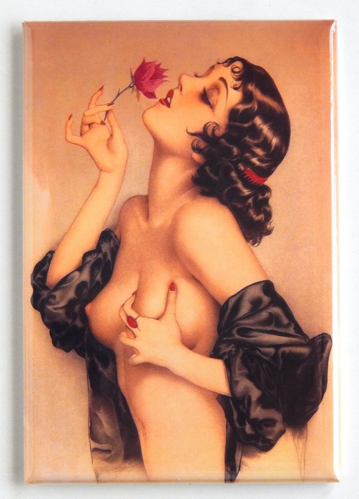 Sexy Woman With Rose FRIDGE MAGNET