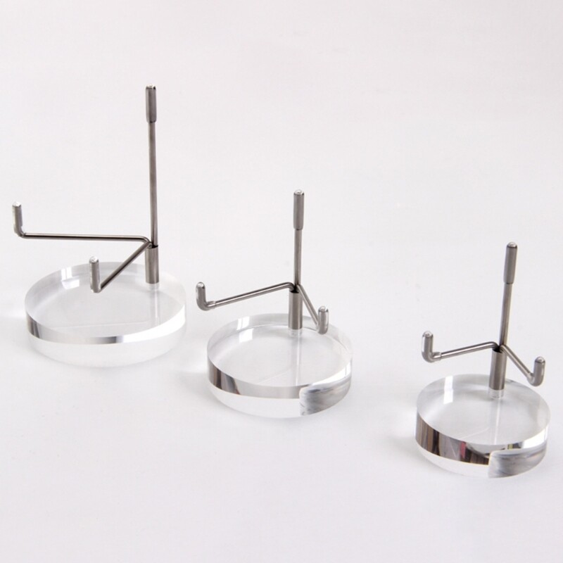 Clear Acrylic Display Stand with Adjustable Metal Arms Easel Holder for Crystal