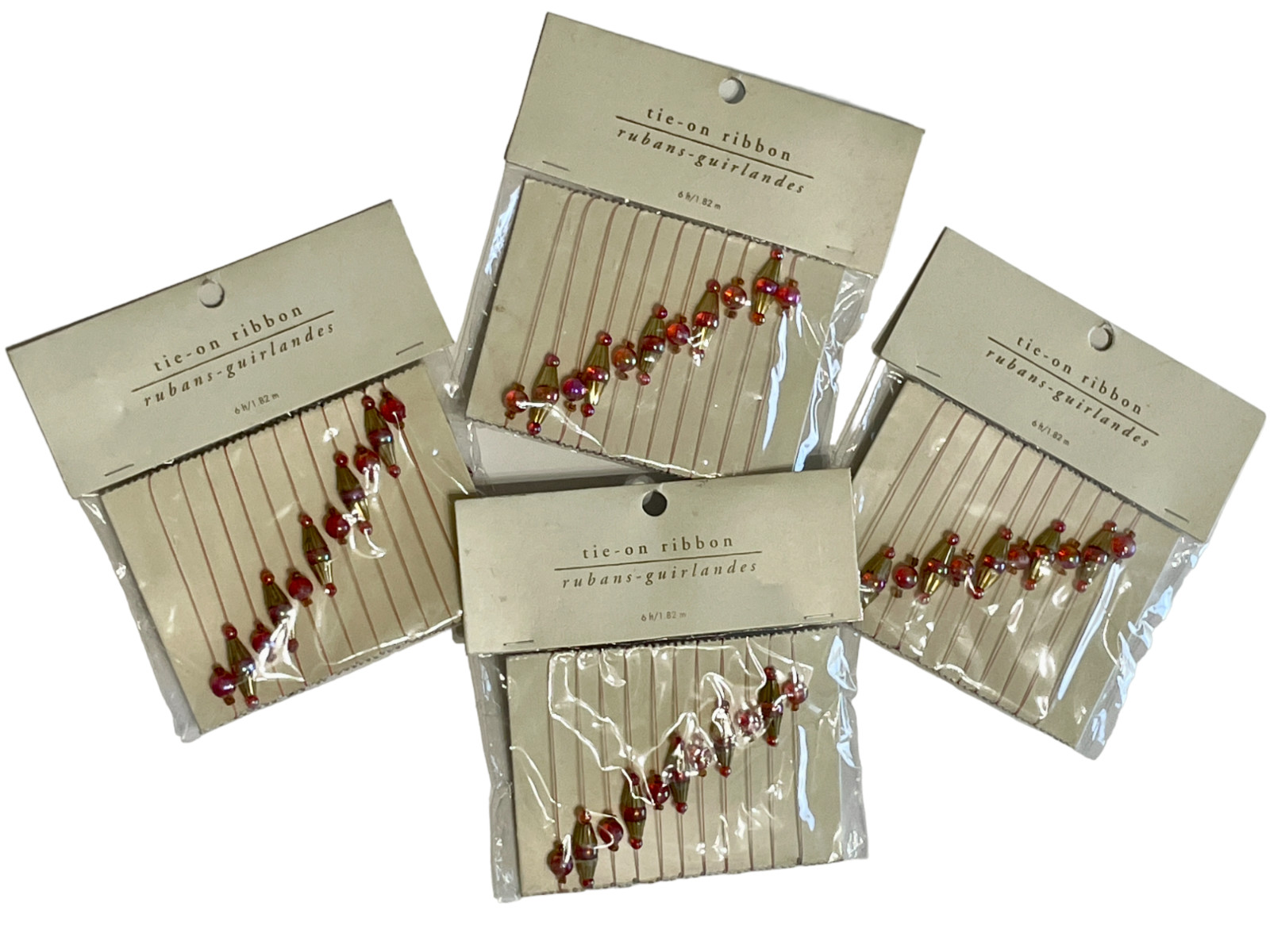 Beaded Garland Gold & Red Set of 4 Six Feet Each Pier 1 Imports New In Package