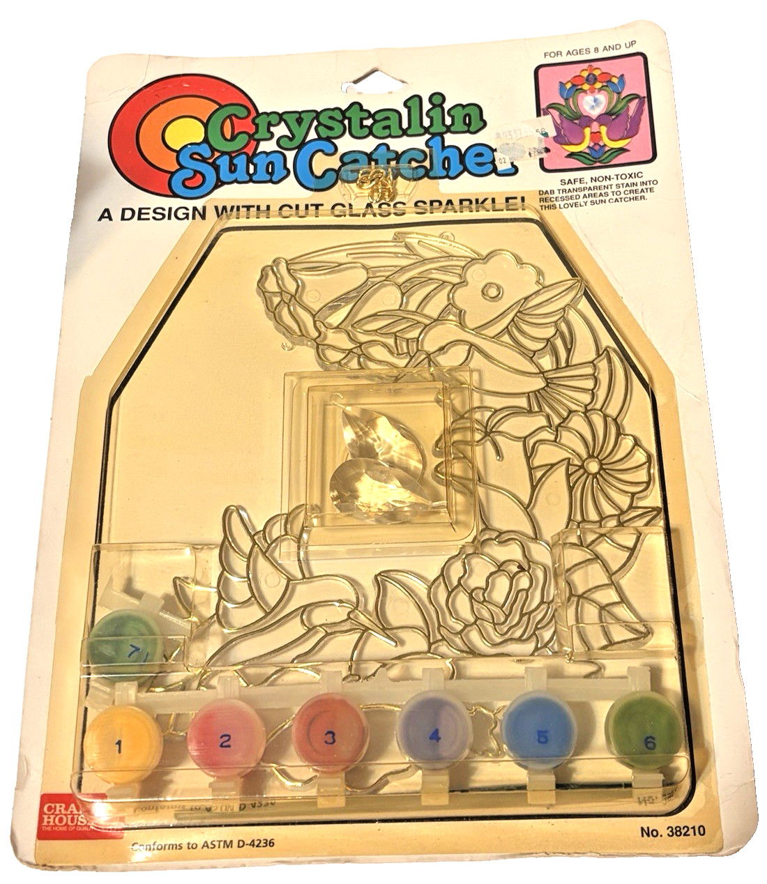 Craft House Crystalin Sun Catcher Hummingbirds Flowers Hang Paint Kit &rsquo;94 Vint.