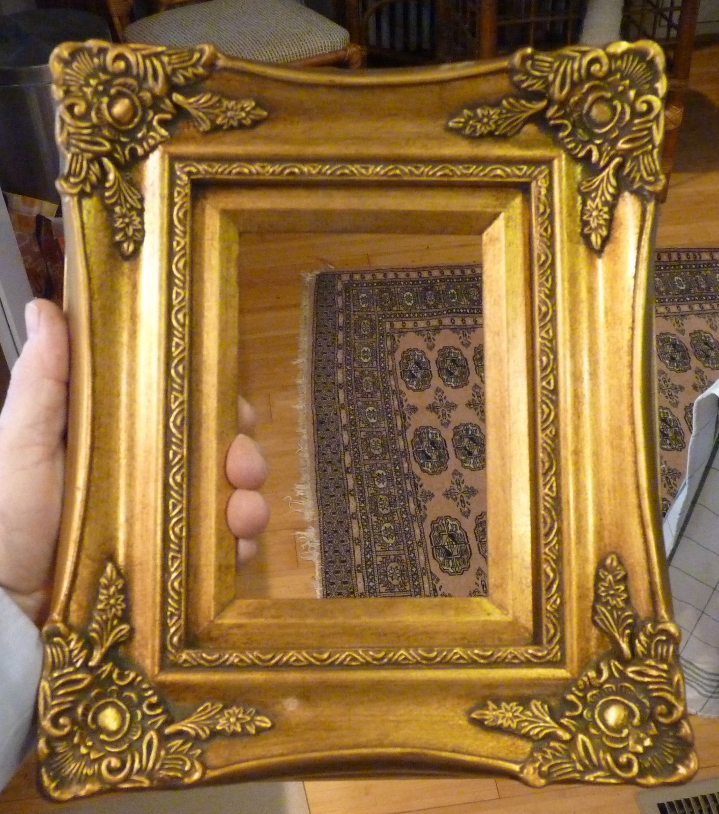 5 Art, Photo Frames, Antique Gold New Old Stock, Mexico, 5&Prime; By 7&Prime;, Wooden, Gilt.